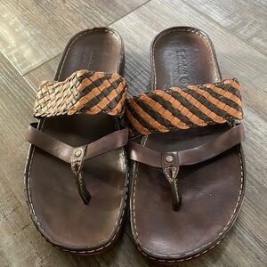 Timberland Braided Small Wedge Thong Brown Sandals